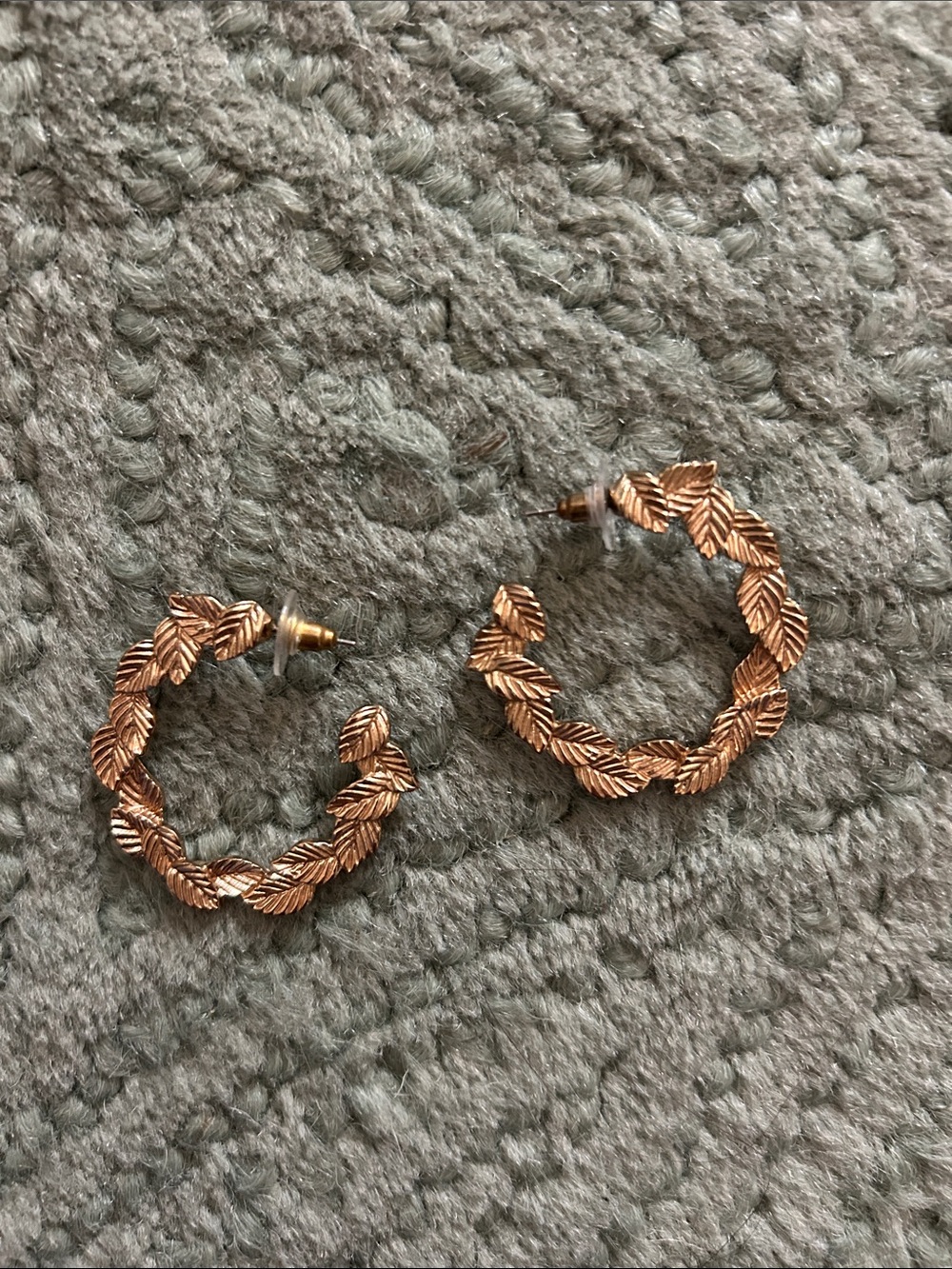 Gold Leaf Shape Hoop Earrings - Women Jewelry